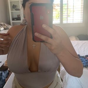 Cute muave deep Lilac halter crop top